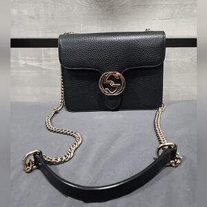 Gucci Interlocking Gg Black Leather Chain Shoulder Bag Cross Body